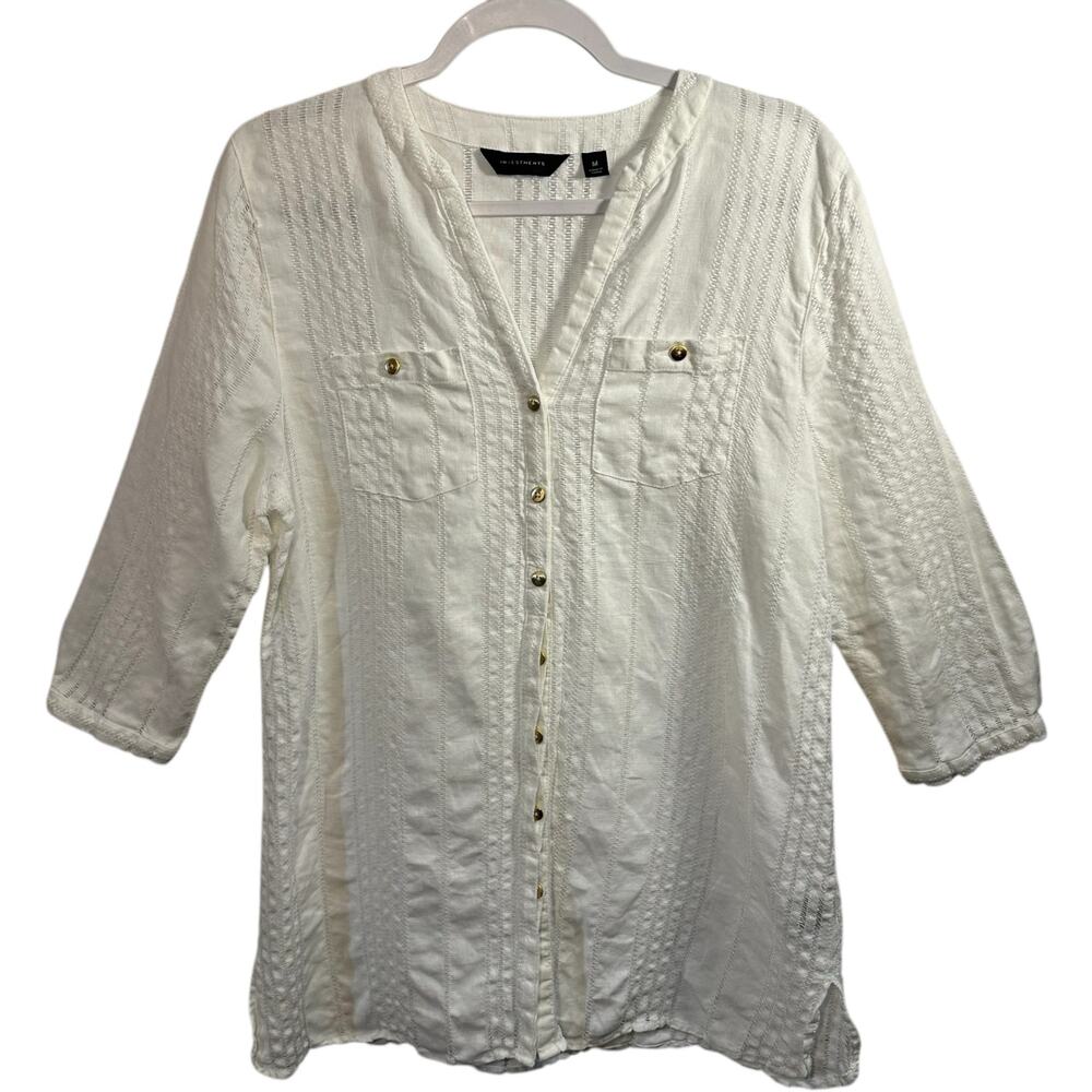 Investments White Button-Down Tunic Shirt